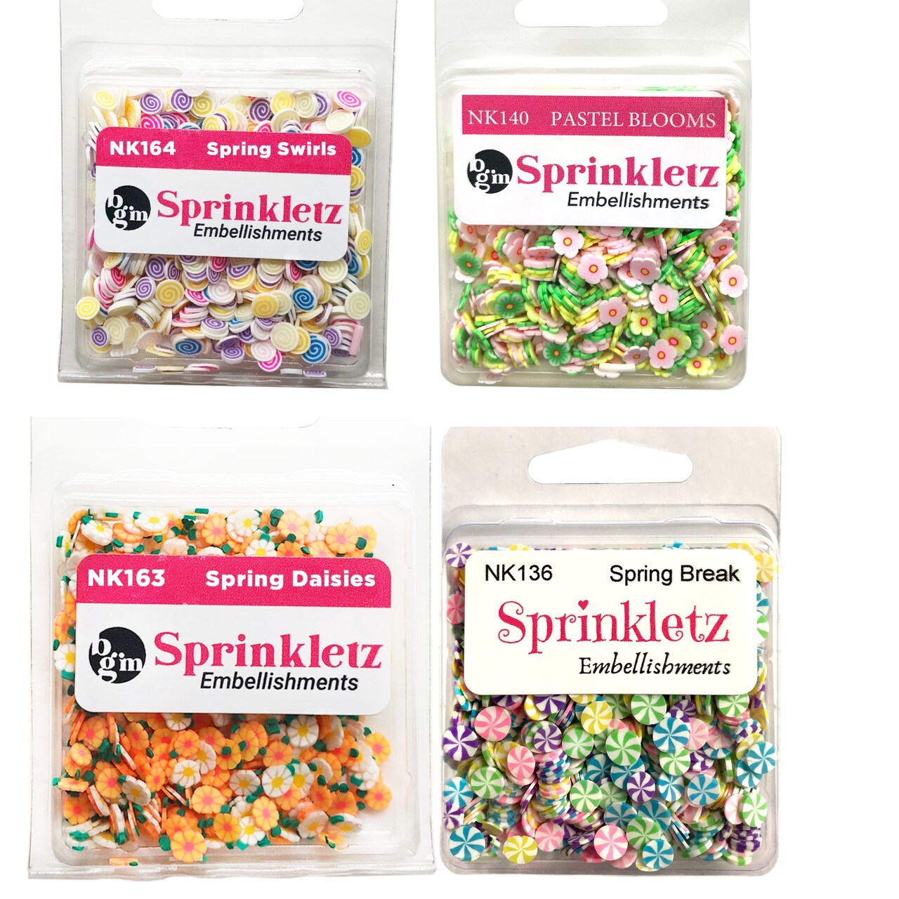 Buttons Galore and More Sprinkletz - Tiny Polymer Clay Embellishments - Spring Bundle 48 grams